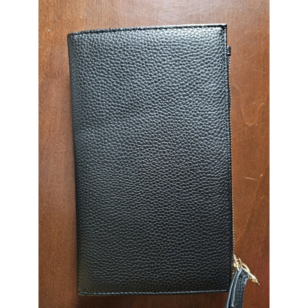 Nanette Lepore Black Pebbled Wristlet Wallet Clutch Zip Around‎ Card Holder - Picture 4 of 7